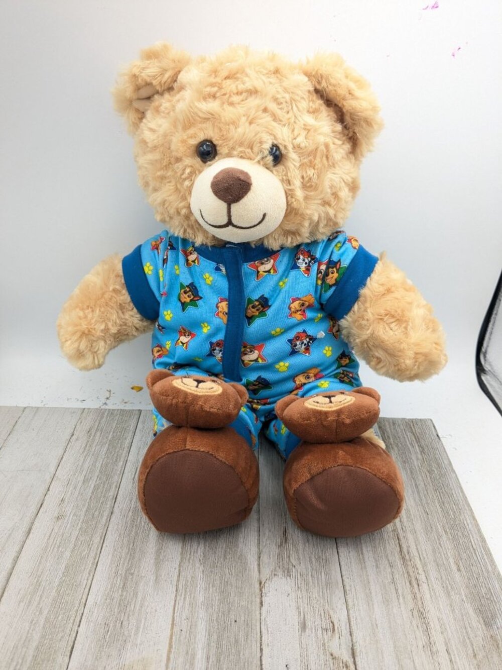 Build A Bear Brown Teddy Bear 17" Plush Stuffed Animal With Paw Patrol Clothes